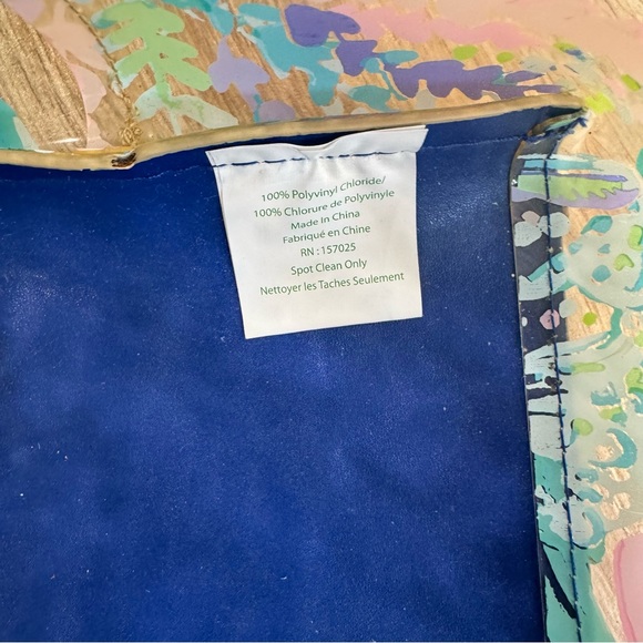 Lilly Pulitzer Clear PVC Sweet Escape Print Tote Flora Beach Bag Gold Trim - Picture 15 of 16